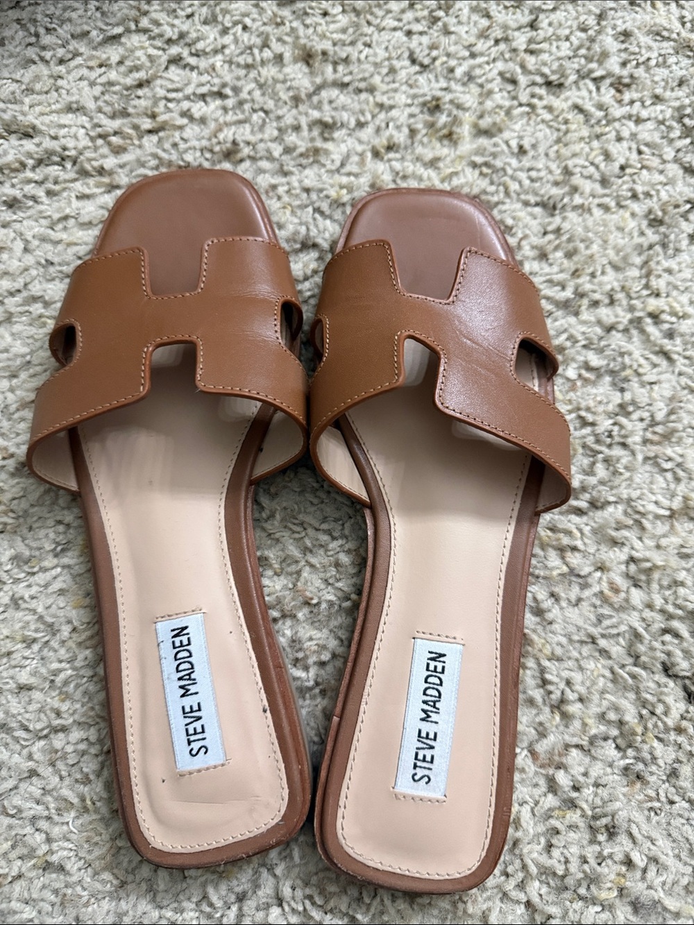 Steve Madden Brown Leather Slide Sandals
